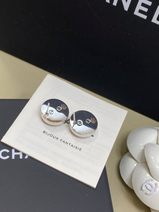 CHANEL Alveria Pearl Tone Signature Stud Earrings