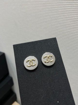 CHANEL Alveria Pearl Tone Signature Stud Earrings
