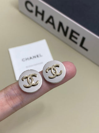 CHANEL Alveria Pearl Tone Signature Stud Earrings