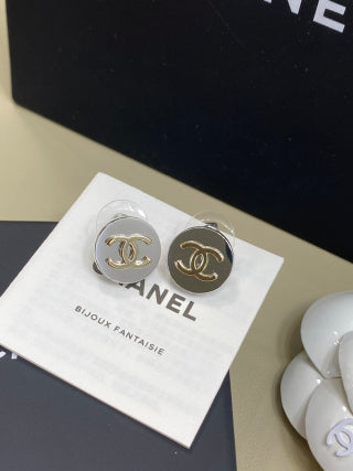 CHANEL Alveria Pearl Tone Signature Stud Earrings
