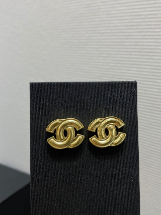 CHANEL Marivelle Golden Signature Stud Earrings
