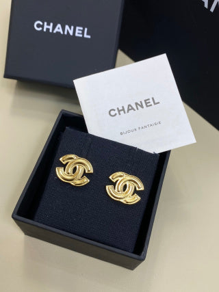 CHANEL Marivelle Golden Signature Stud Earrings