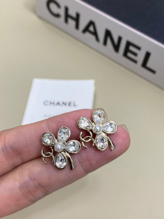 CHANEL Bellamira Crystal Bloom Stud Earrings