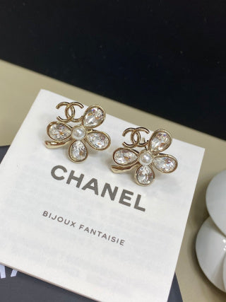 CHANEL Bellamira Crystal Bloom Stud Earrings