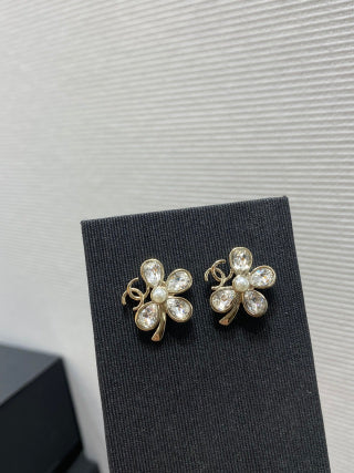 CHANEL Bellamira Crystal Bloom Stud Earrings