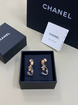 CHANEL Selene Quilted Moon Drop Earrings