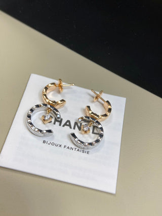 CHANEL Selene Quilted Moon Drop Earrings