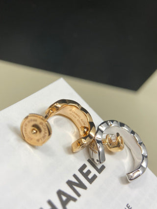 CHANEL Selene Quilted Moon Drop Earrings