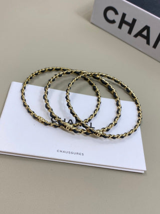 CHANEL Mirevane Triple Layer Leather Chain Bracelet