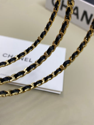 CHANEL Mirevane Triple Layer Leather Chain Bracelet
