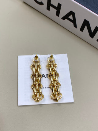 CHANEL Fiorella Golden Chain Link Stud Earrings