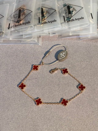Van Cleef & Arpels Alhambra Mini 6-Motif Bracelet in Carnelian