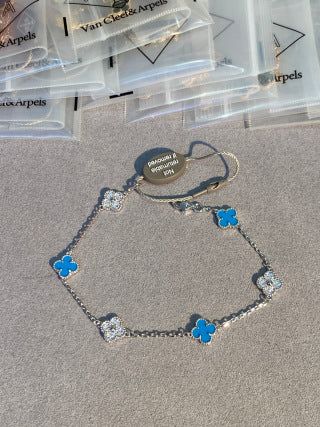 Van Cleef & Arpels Mini 6-Motif Bracelet with Turquoise and Diamonds