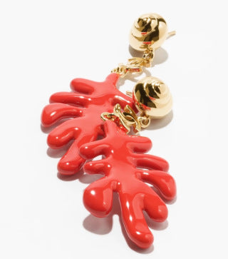 CHANEL Calypso Coral Branch Drop Stud Earrings