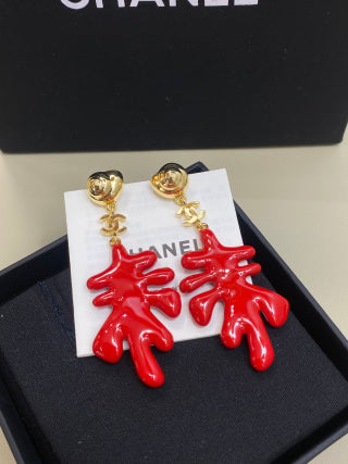CHANEL Calypso Coral Branch Drop Stud Earrings