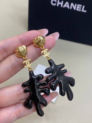CHANEL Calypso Coral Branch Drop Stud Earrings