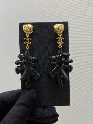 CHANEL Calypso Coral Branch Drop Stud Earrings