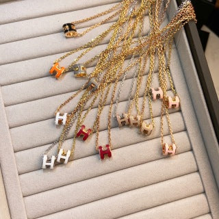 Hermès Pop H Enamel Mini Pendant Necklace