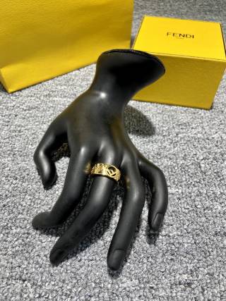 FENDI FF Motif Engraved Band Ring