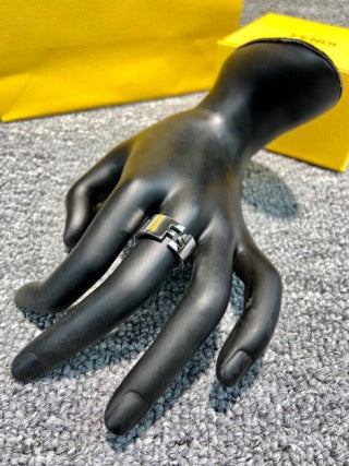 FENDI Geometric FF Accent Band Ring