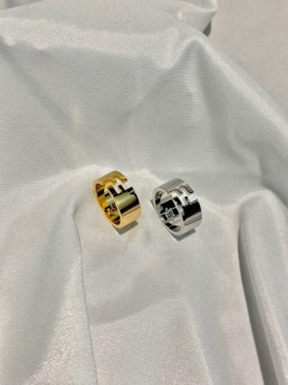 FENDI Geometric FF Accent Band Ring