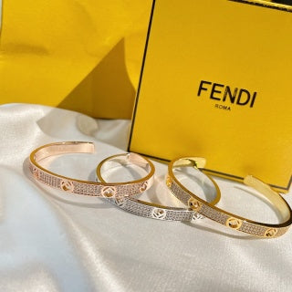 FENDI Crystal Line FF Open Cuff Bracelet
