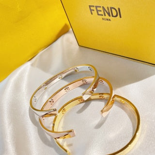 FENDI Crystal Line FF Open Cuff Bracelet