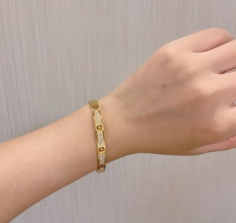 FENDI Crystal Line FF Open Cuff Bracelet