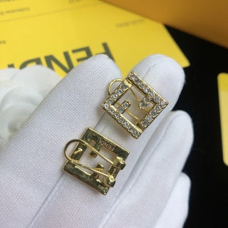 FENDI Pavé FF Square Stud Earrings