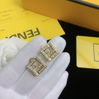 FENDI Pavé FF Square Stud Earrings