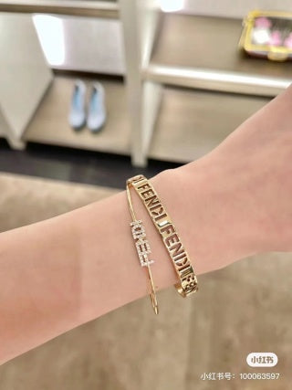 FENDI Logo Edge Slim Cuff Bracelet