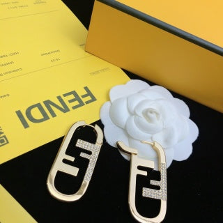 FENDI Pavé FF Oval Hoop Earrings