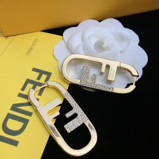 FENDI Pavé FF Oval Hoop Earrings