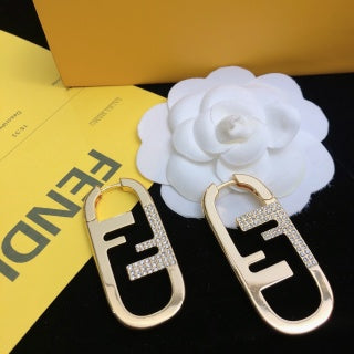 FENDI Pavé FF Oval Hoop Earrings