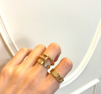 FENDI Pavé Signature Band Ring