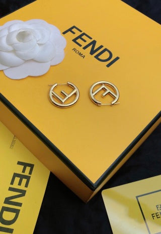 Fendi Aurelia FF Circle Emblem Stud Earrings