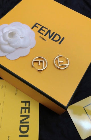 Fendi Aurelia FF Circle Emblem Stud Earrings