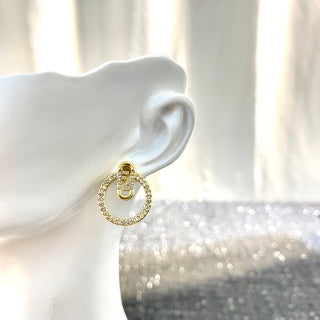 FENDI Crystal Circle Charm Stud Earrings
