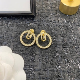 FENDI Crystal Circle Charm Stud Earrings
