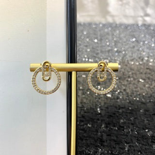 FENDI Crystal Circle Charm Stud Earrings