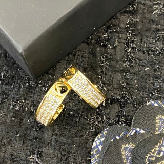 FENDI Crystal FF Hoop Stud Earrings