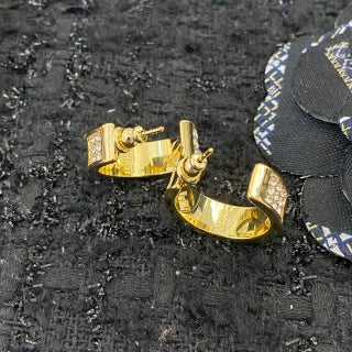 FENDI Crystal FF Hoop Stud Earrings