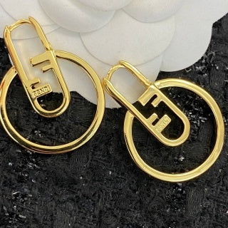 FENDI Crystal Circle Link Drop Earrings