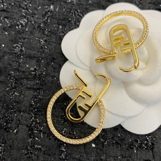 FENDI Crystal Circle Link Drop Earrings