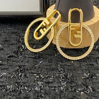 FENDI Crystal Circle Link Drop Earrings