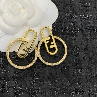 FENDI Crystal Circle Link Drop Earrings