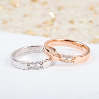 Hermès Éclat Pavé H Band Ring