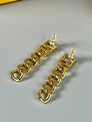 FENDI Crystal FF Chain Drop Earrings