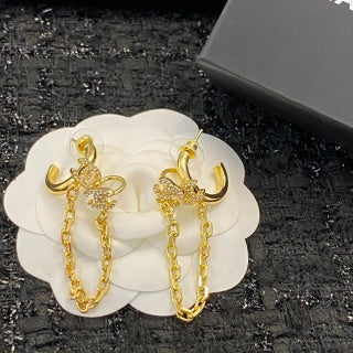 CHANEL Lavinia Chain Charm Drop Earrings