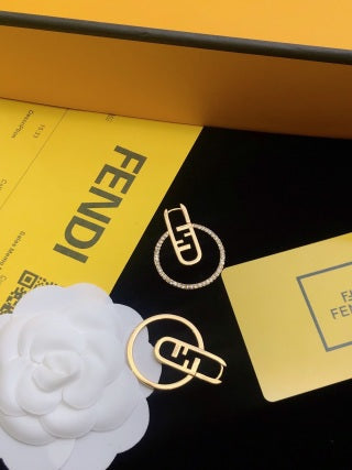 FENDI Crystal FF Circle Drop Earrings